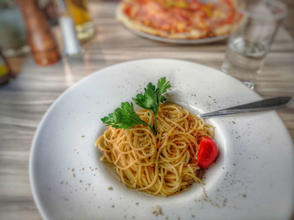 Spaghetti cacio e pepe, Trattoria Pizzeria Pergola, Wiedeń 